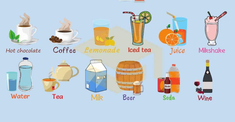 لغات پایه زبان انگلیسی -نوشیدنی به انگلیسی (Drinks)
