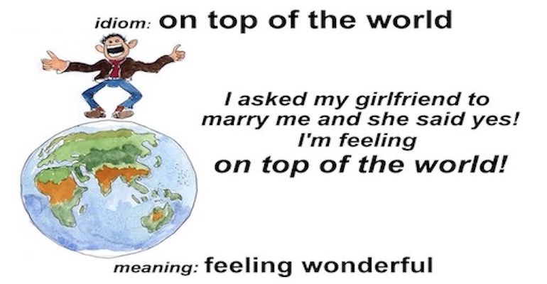 معنی فارسی اصطلاح: On top of the world
