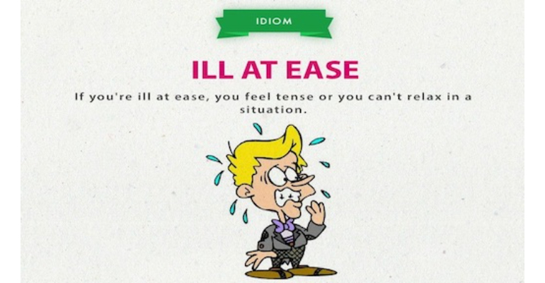 معنی فارسی اصطلاح: Ill at ease