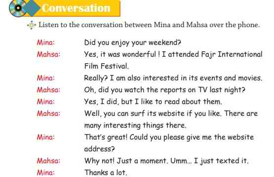  ترجمه مکالمه زبان نهم درس پنجم