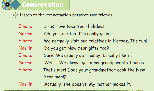 ترجمه مکالمه زبان نهم درس سوم -