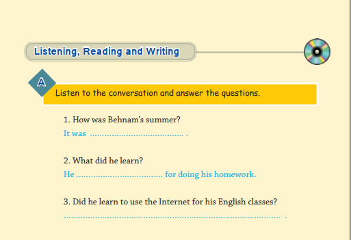  جواب لسینینگ listening زبان نهم درس پنجم