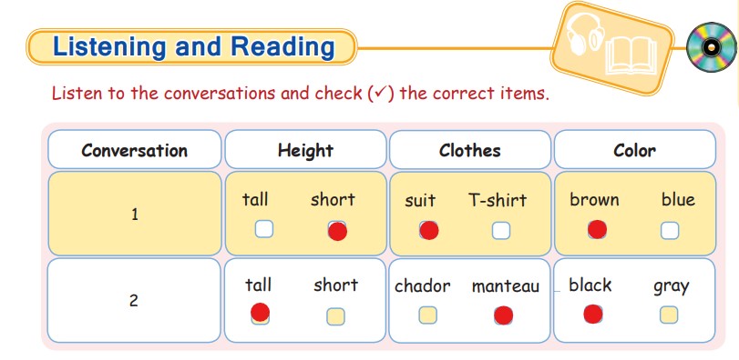 حل تمرین و  جواب فایل صوتی شنیداری و لسینینگ listeninig زبان هفتم درس پنجم