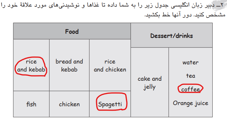 سوال 2 کتاب کار هفتم درس 8